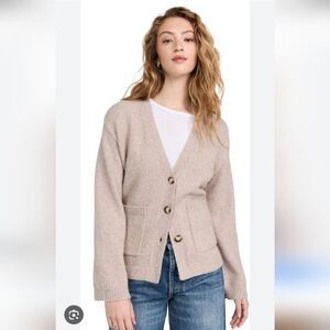 Le Jean Willa Taupe Alpaca Yak Wool Cardigan Size S Old Money Chic
